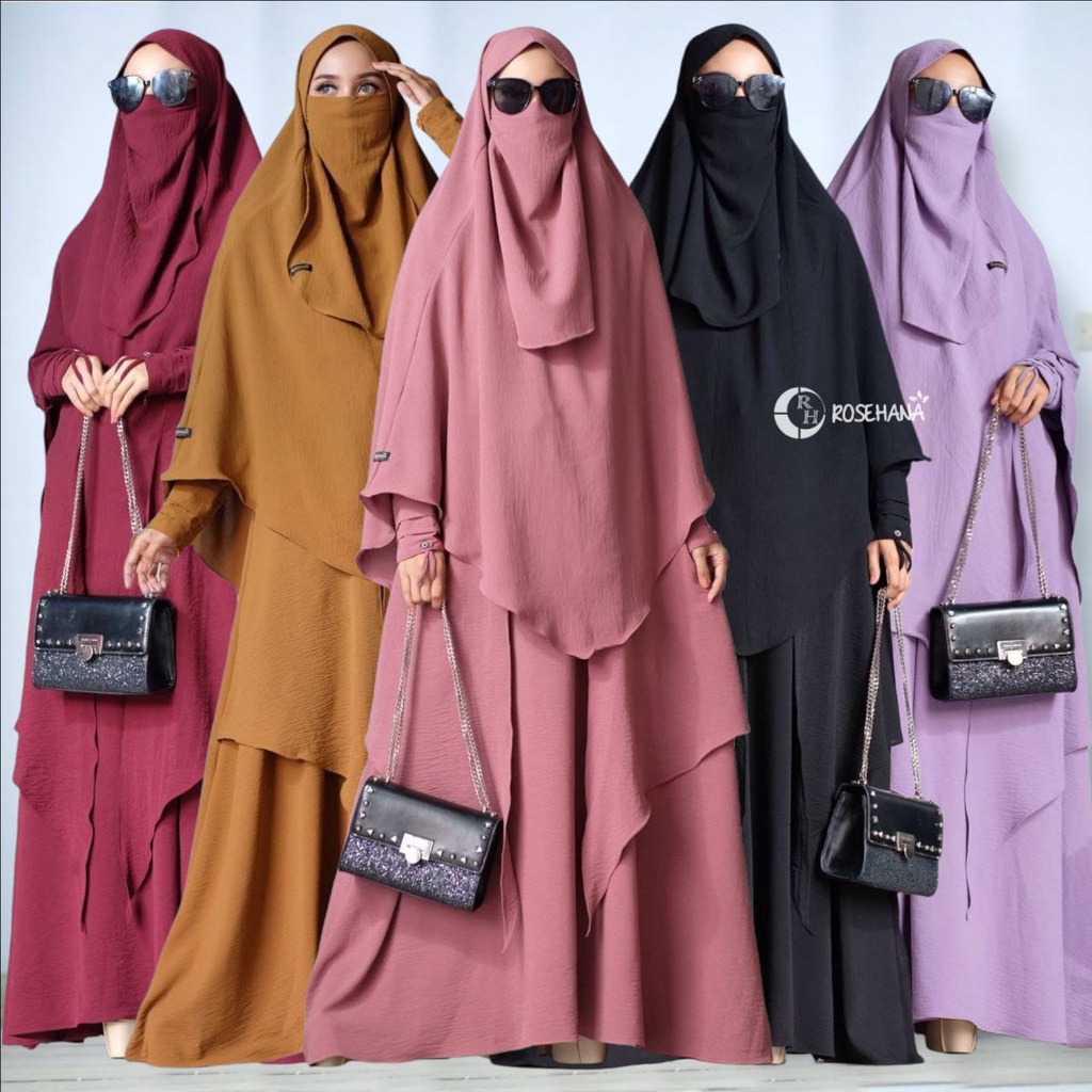 gamis syari wanita untuk umroh Bahan Airflow Crinkle  terbaru polos anti setrika