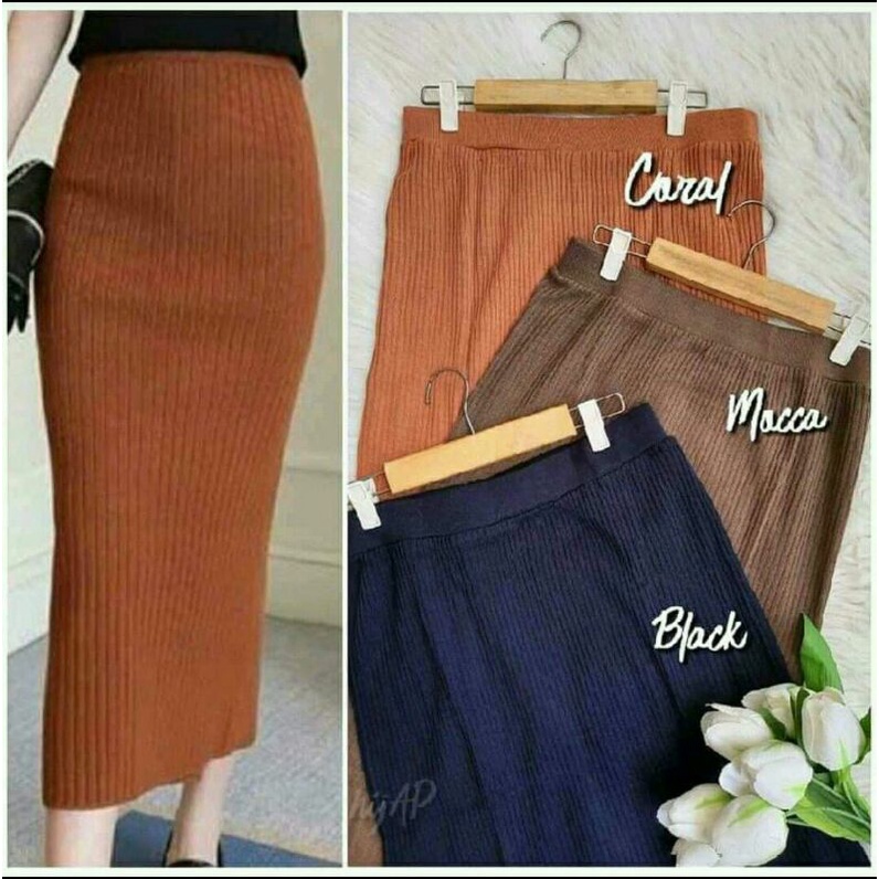 Rok Span Rajut Knit/outfit Cewek kekinian