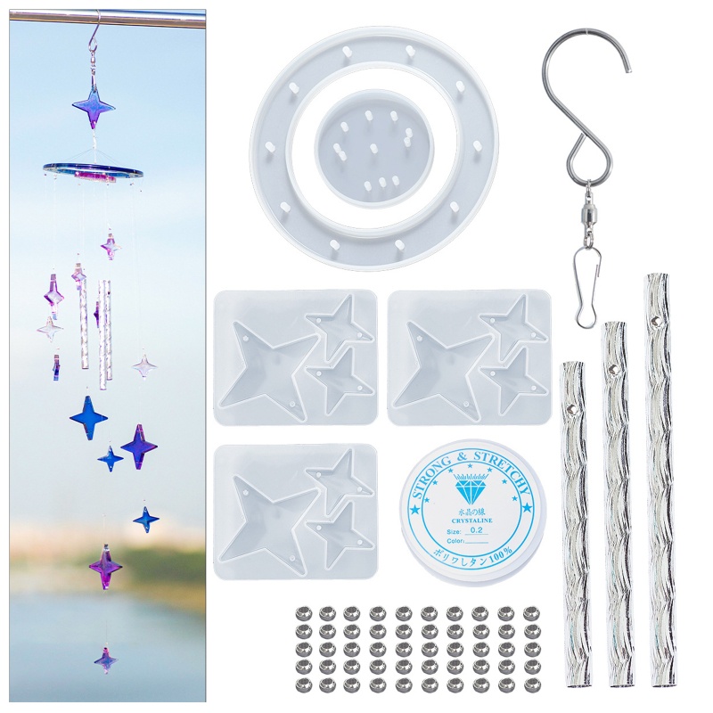 Siy Cetakan Epoxy Silikon Bentuk Hati / Bintang / Lonceng Angin / Lonceng Angin Untuk DIY Craft / Dekorasi