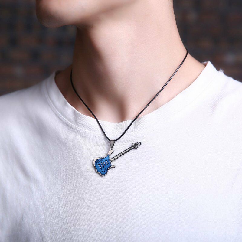 Kalung Choker Liontin Gitar Bahan Stainless Steel Untuk Pesta