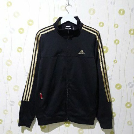jaket tracktop adidas climalite black gold
