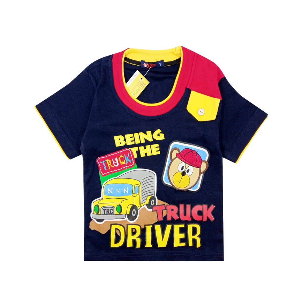 Wakakids Baju Anak Laki Laki Usia 1 - 4 Tahun Motif Truck Driver Setelan Celana Jeans Horton 2068-5
