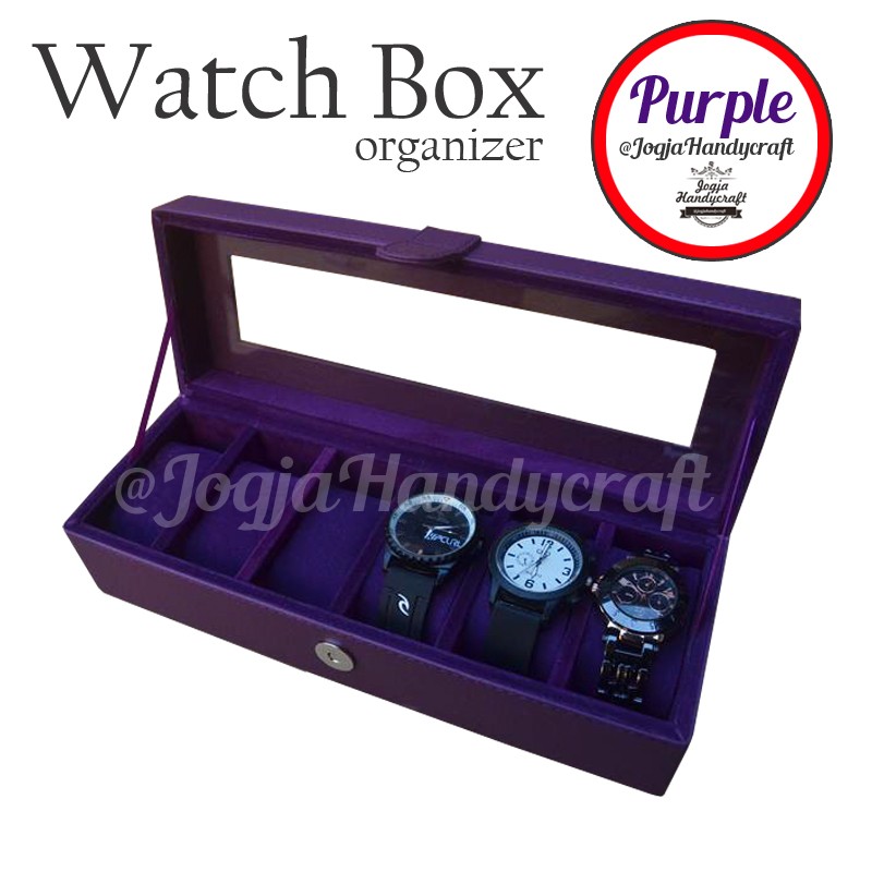 Dark Purple Watch Box / Kotak Tempat Jam Tangan Isi 6