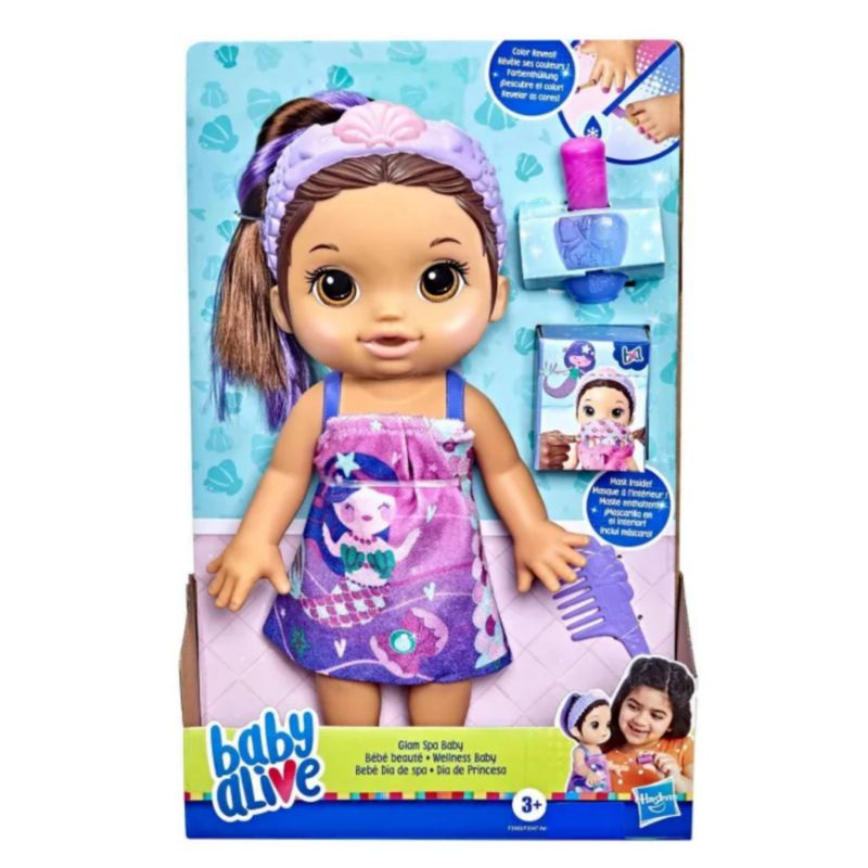 Baby alive glam spa mermaid baby doll original boneka baby alive