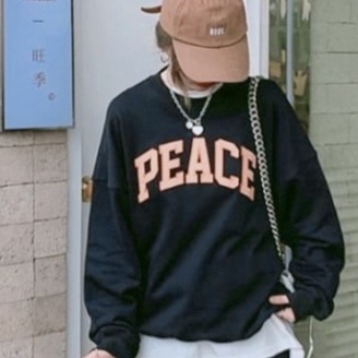 PEACE SWEATER OVERSIZE WANITA SWEATER WANITA CREWNECK KOREA TERBARU