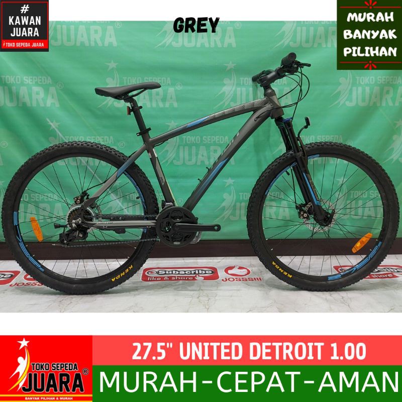 SEPEDA GUNUNG UNITED DETROIT 1.00 ALLOY 3×8 SPEED MTB 27.5 INCH