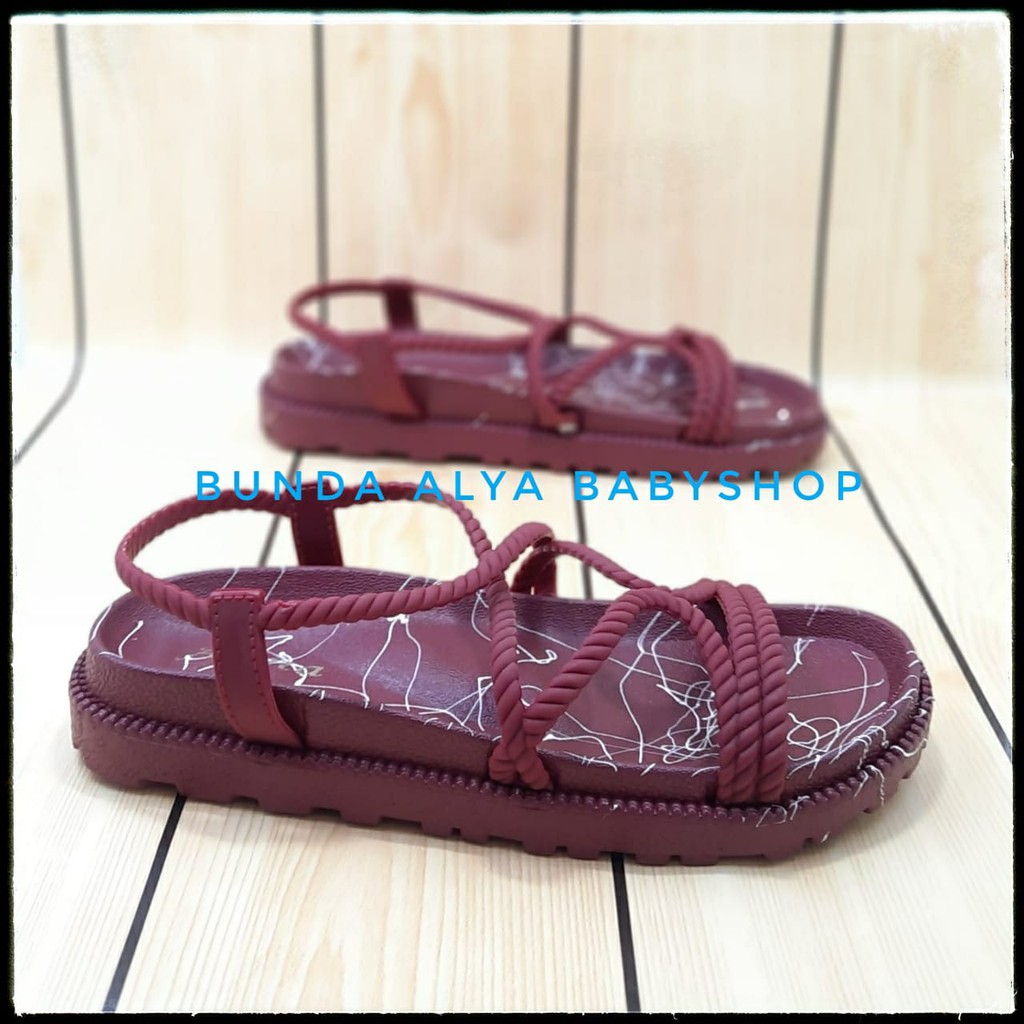 Sandal Wanita Gladiator Size 36 - 39 MARUN - Sendal Perempuan Tali - Sandal Pantai Santai Empuk