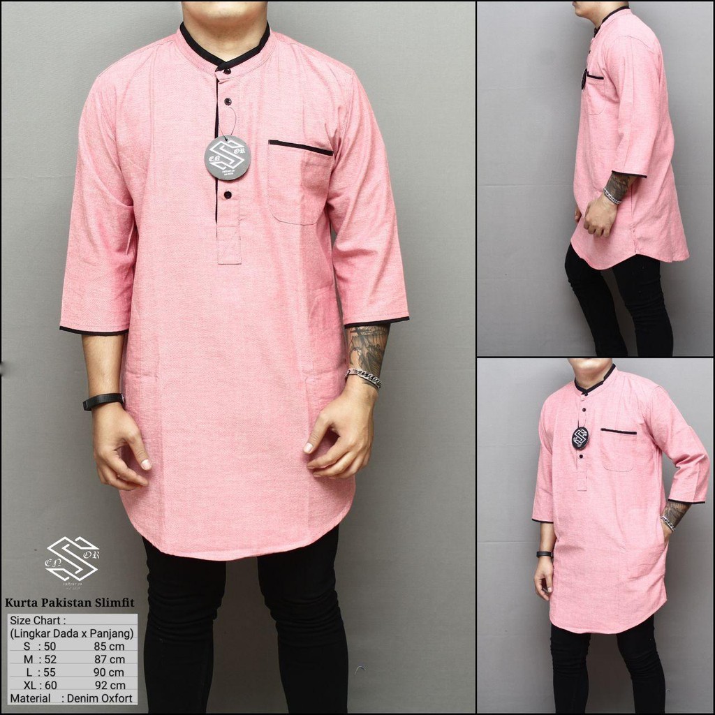 Baju muslim -baju koko pria pink