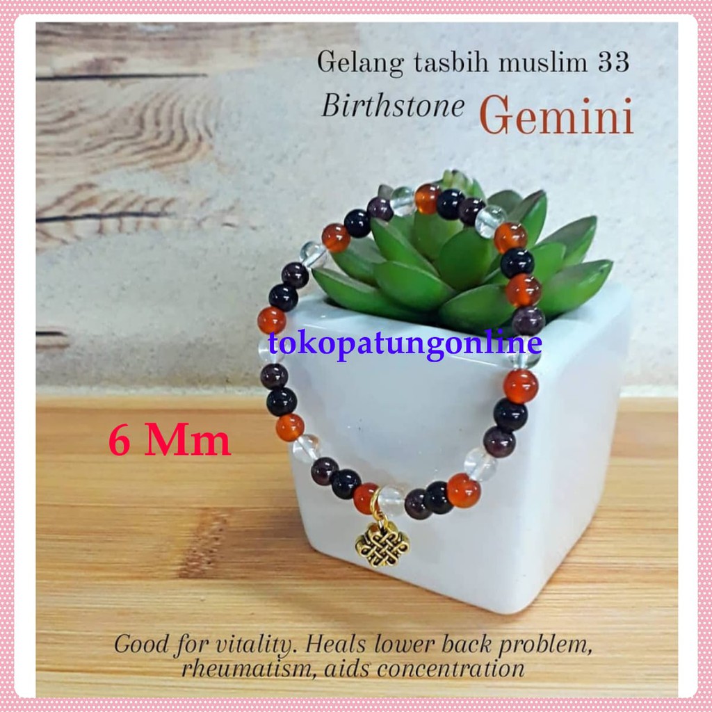 Gelang Tasbih Muslim 33 Birthstone Gemini