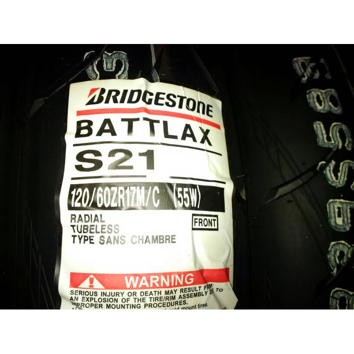 Ban Depan Bridgestone Battlax 120/60-17 S21 HyperSport Tubeless Motor Ori