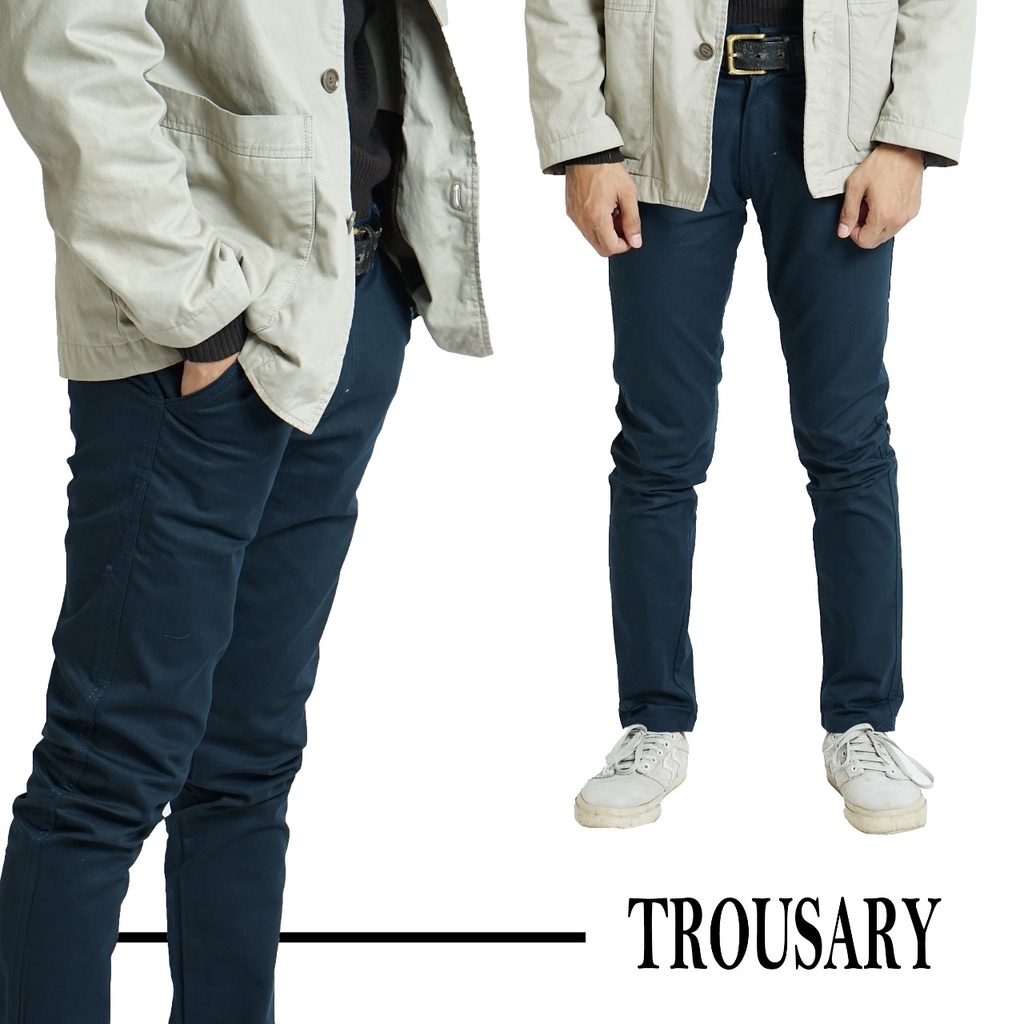 Trousary Celana Chino/ Chinos/ Cino Panjang Pria Big Size Slimfit Bahan Strech/Melar Warna Olive