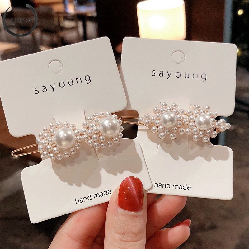 Jepit Rambut Hairclip Model Barrette Dengan Mutiara Gaya Korea Untuk Wanita Hairpin