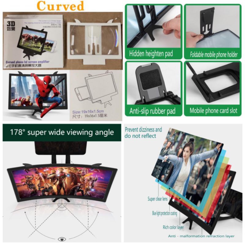 Kaca Pembesar Layar 3D Magnifier Curved Screen / Pembesar Layar HP LCD