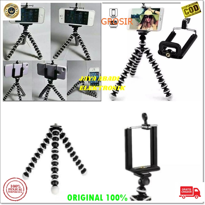 J134 ORIGINAL TRIPOD MONOPOD MINI LIPAT GORILA HOLDER U KAKI TIGA PEGANGAN HANDPHONE KAMERA PENYANGGA DUDUKAN POD MOBILE universal tripods kokoh stabil menopang merekam stand standing gadget gantungan cocok untuk hp dengan layar maksimal 5,5 inch