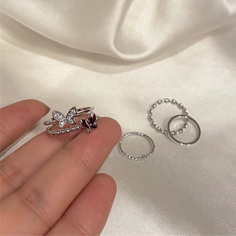 4PCS/Set Butterfly Ring Female Super Fairy Index Finger Rings Open Ring