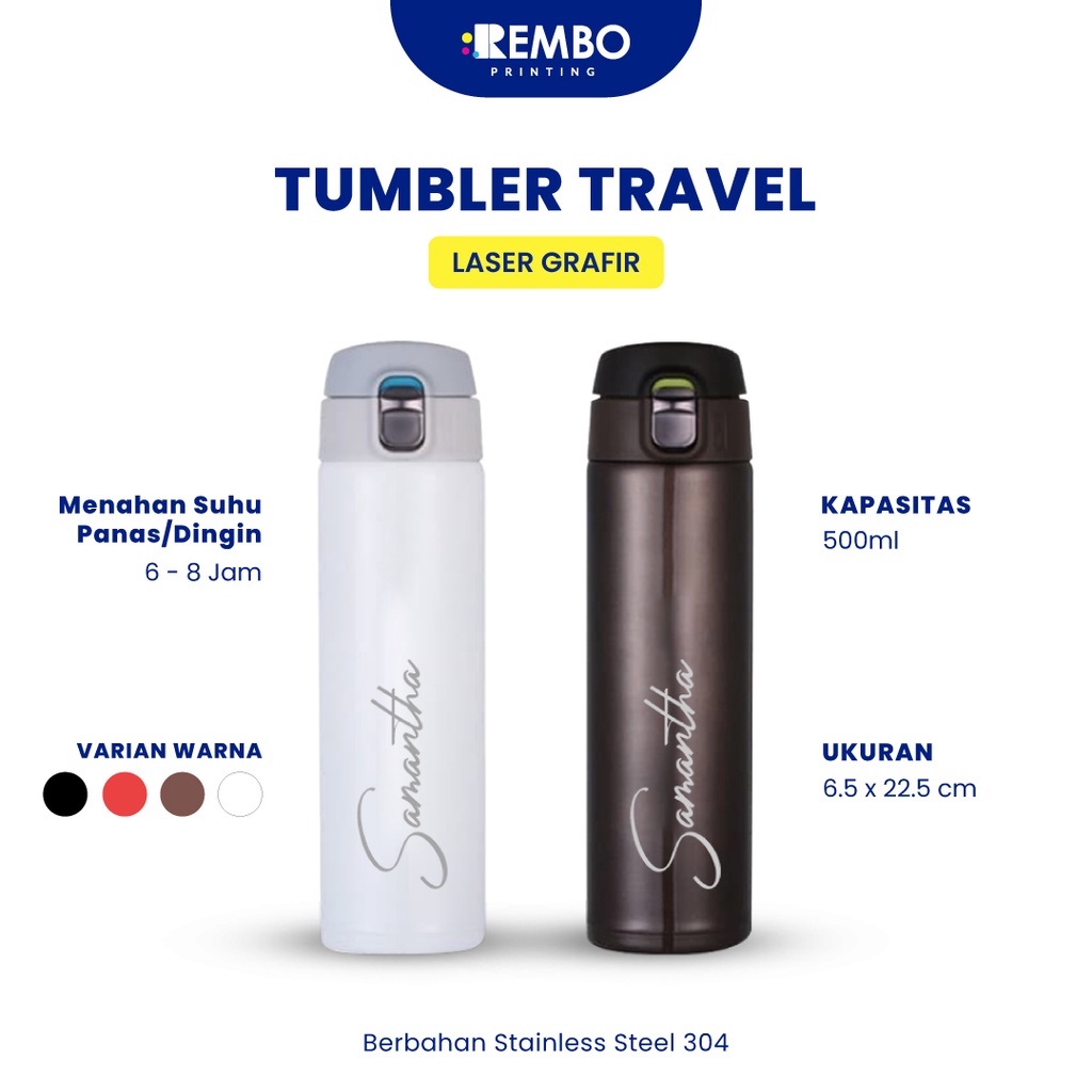 Tumbler Custom Travel Laser Grafir/Print Grafir Nama/Logo/Karakter Souvenir Tumbler/Promosi Murah