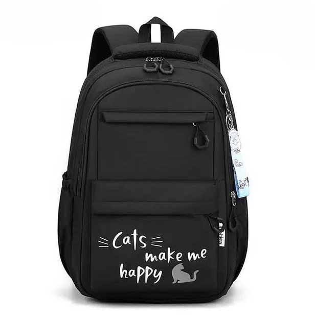 Tas ransel sekolah SD, SMP, SMA anak remaja unisex cats make me happy 2022