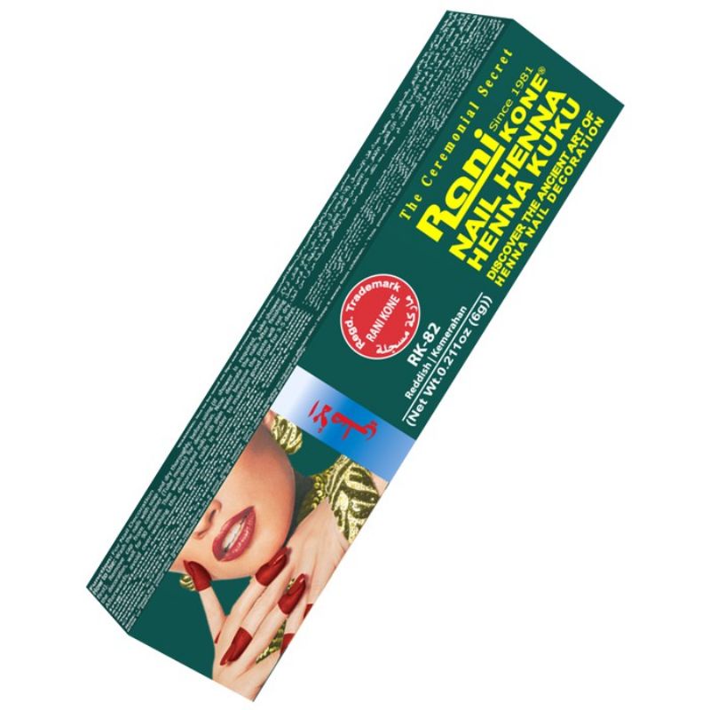 HENNA KUKU HALAL HENNA KUKU RANI Henna Rani Kone 82 Nail Decoration Paste Reddish (Green Pack) 6g