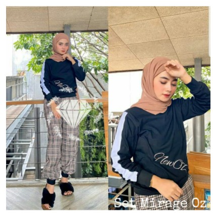 Realpic Ori Moela Setelan Kikan Fashion Cewek Remaja Kekinian XO711 Zumba Mickey - Hitam SET MIRAGE