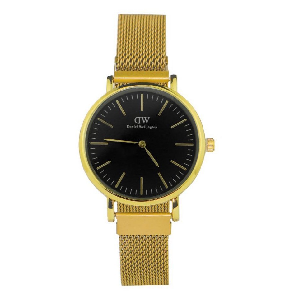 JAM MAGNET / JAM TANGAN WANITA RANTAI MAGNET MURAH GROSIR FASHION KOREA PRIA-DW- GOLD HITAM