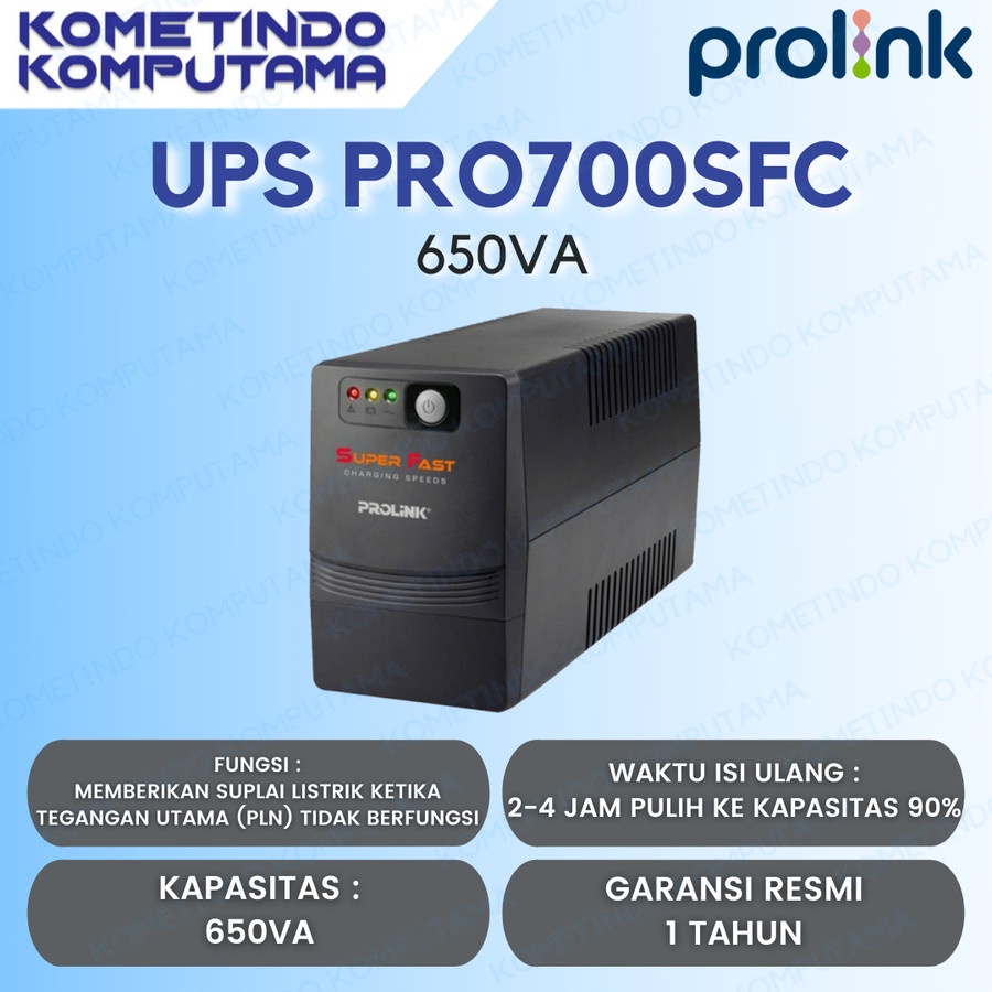 650VA UPS PROLINK PRO700SFC 360 Watt Super Fast Charging Line Interactive Garansi Resmi 1 Tahun