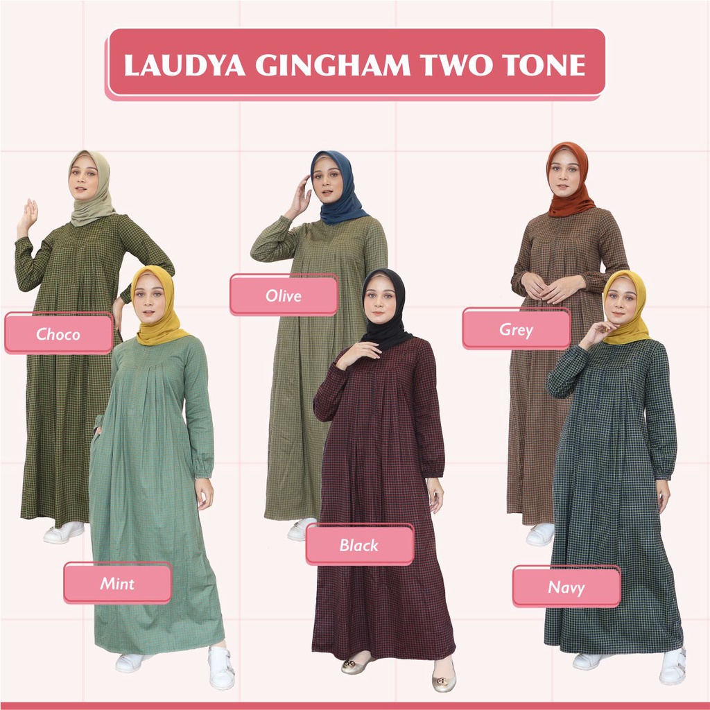 LAUDYA GINGHAM TWO TONE SERIES MOM by hagia indonesia dress katun jepang lembut