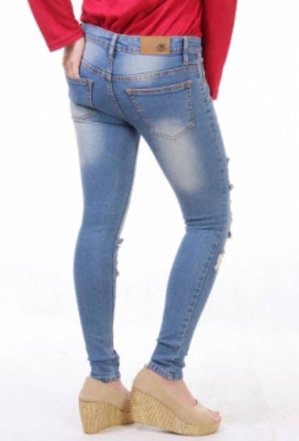 Celana Ripped Skinny Jeans Wanita Denim JSK Jeans Import Quality
