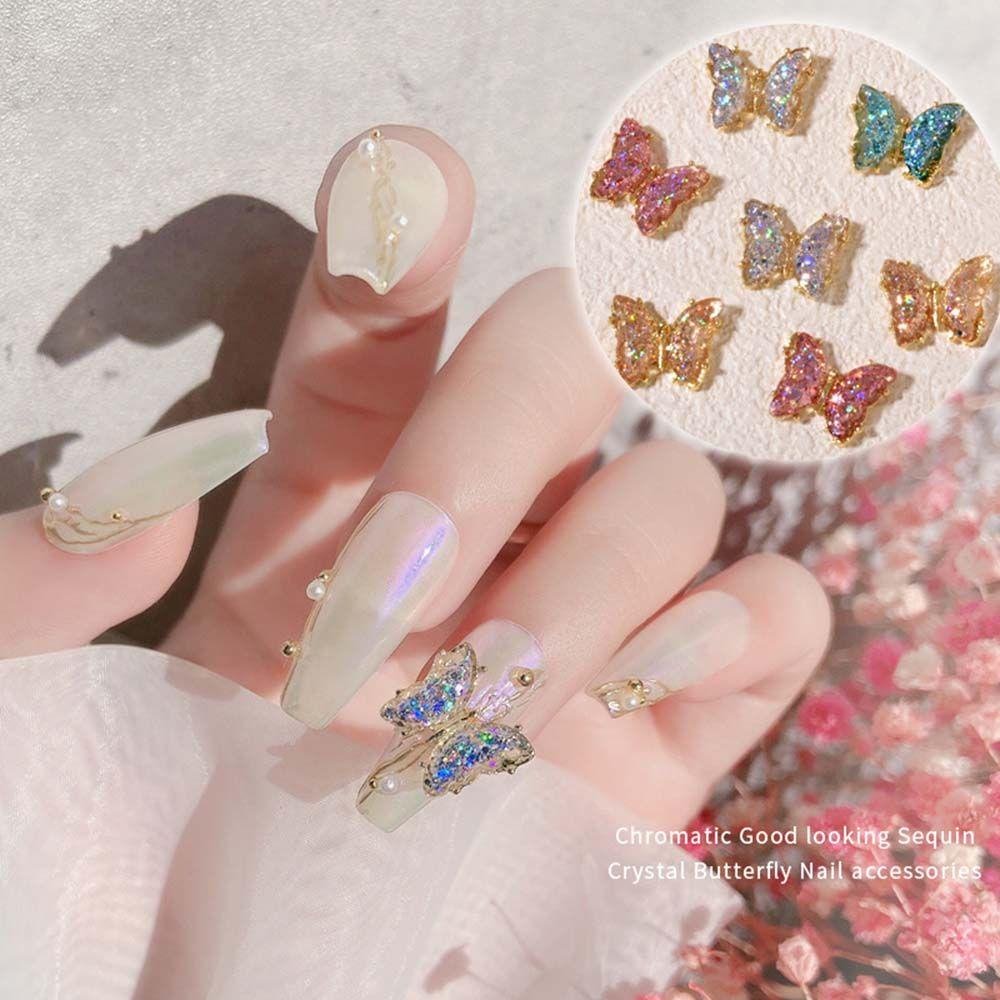 AUGUSTINA Agustina Nail Art Payet Kupu-Kupu Shiny Ice Transparan Symphony Gaya Jepang Manicure DIY Alat Nail Art