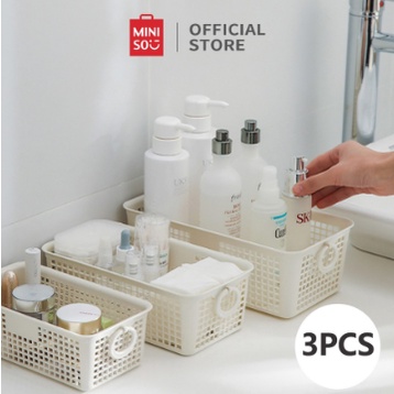 Miniso Storage Basket With Double Handle 3 Pcs Keranjang Kotak