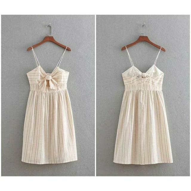 [baju wanita korea]  Summer Bow Mini Mini Dress Pantai Pita Wanita Korea Import
