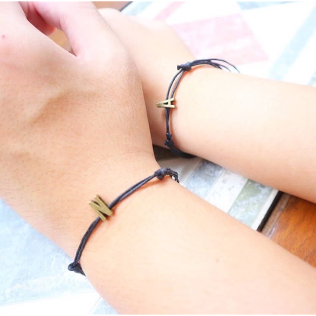 Simple Slide Hitam (gelang couple / gelang / gelang huruf / gelang inisial / gelang unisex)