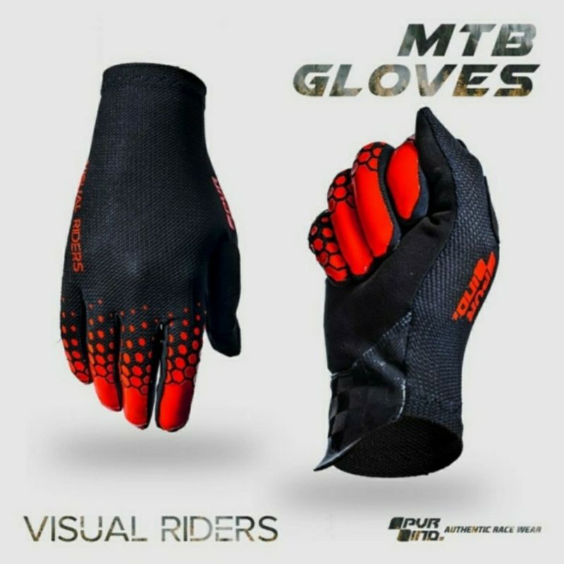 Sarung Tangan Sepeda Full Finger PVR 02 MERAH - Sarung Tangan Roadbike MTB