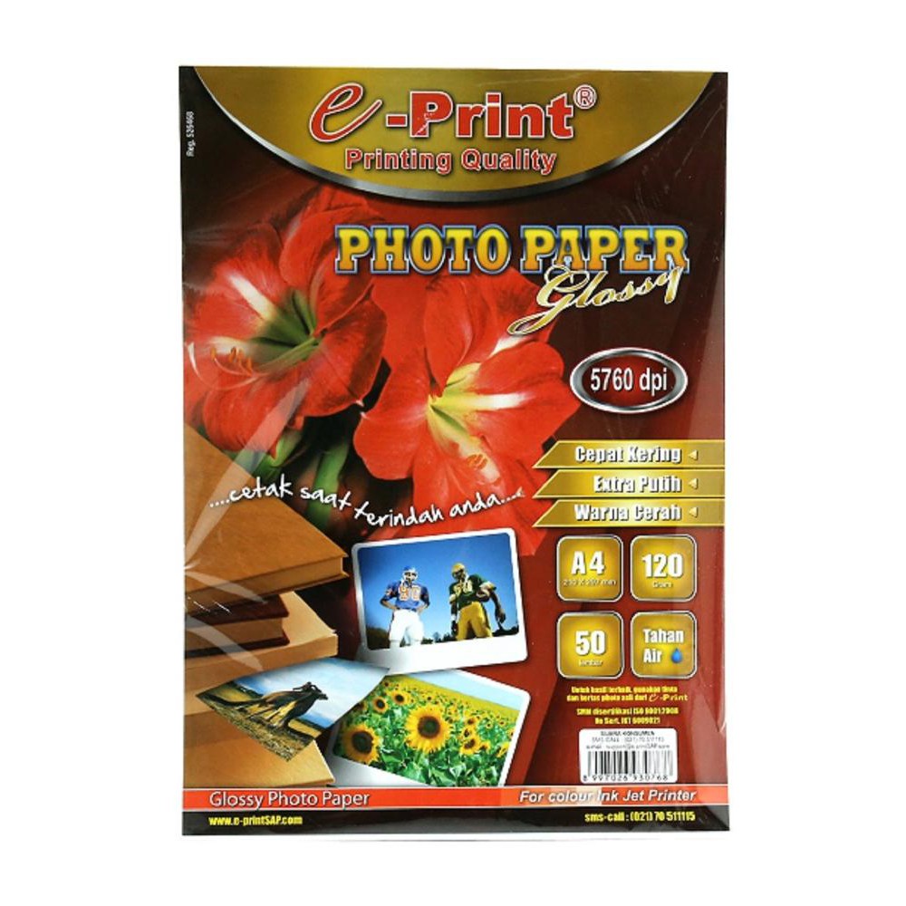 Jual Kertas Foto Glossy Photo Paper A4 Eprint 120gsm Shopee Indonesia 1770