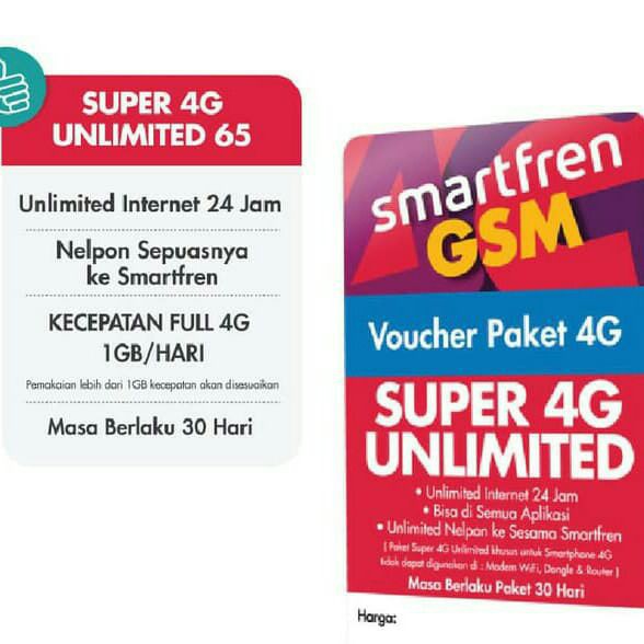 Voucher Kuota Smartfren 4G Unlimited 30 Hari