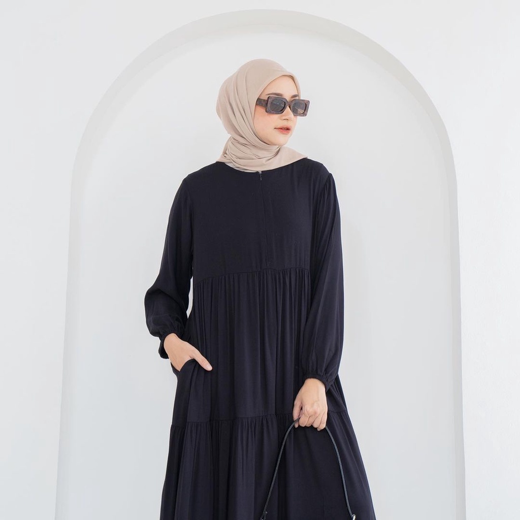 Nara -Pakaian Muslim - Gamis Rayon Polos - Gamis Dress Terbaru - Busui Friendly Bu-5