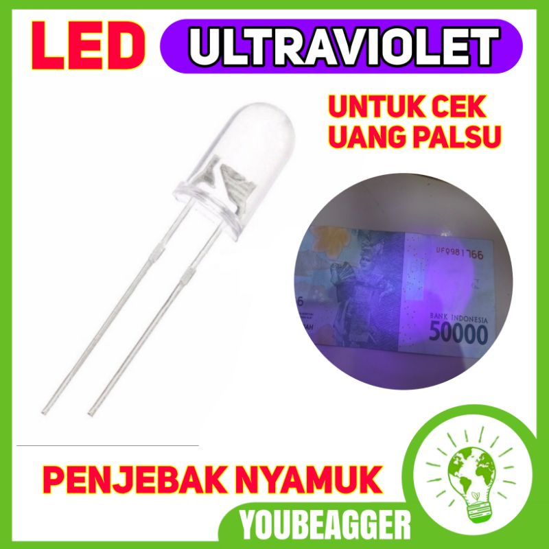 LED ULTRAVIOLET 5MM untuk CEK UANG,PENJEBAK NYAMUK DLL