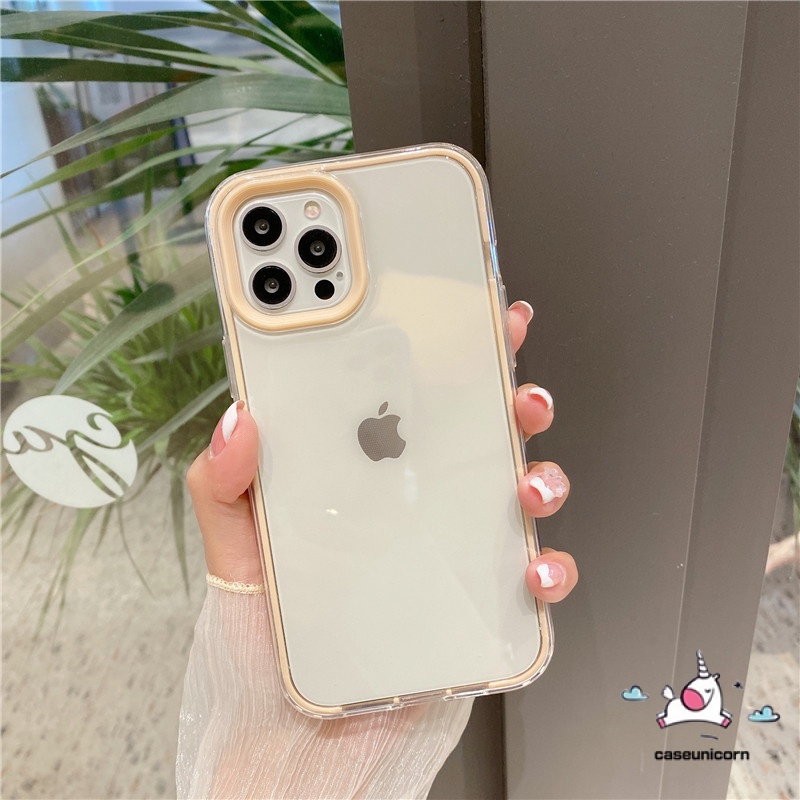 Soft Case Bumper Transparan 3 In 1 Warna Permen Untuk Iphone 13 Pro Max 7 8 Plus 7plus 11 12 13 Pro Max X Xr Xs Max Se 2020