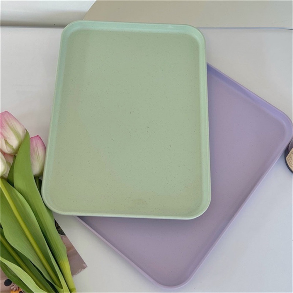 1pc Piring Plastik Wheat Straw Warna Permen Ukuran 31cm X 22.5cm