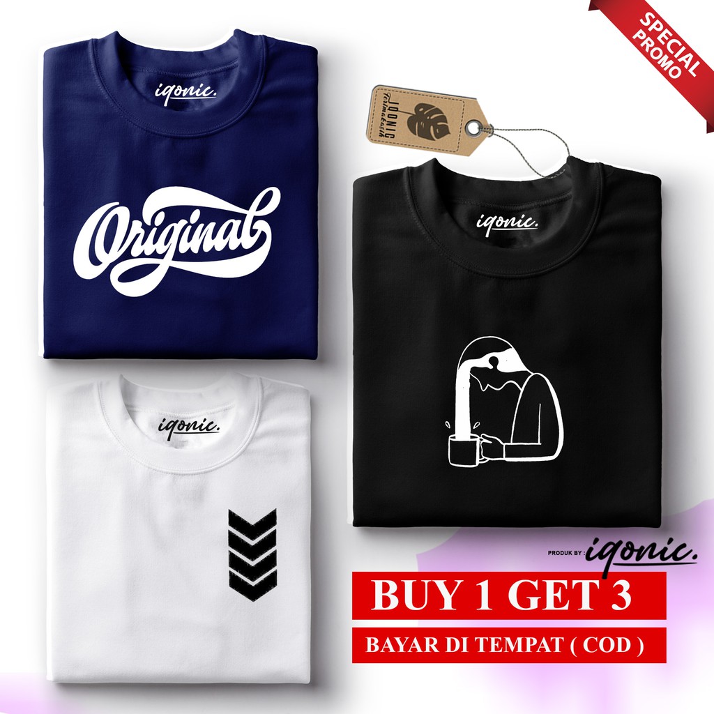 BELI 1 GRATIS 2 PCS Kaos Distro Pria - Kaos Wanita - UNISEX - KatunTebal PREMIUM - OKO2