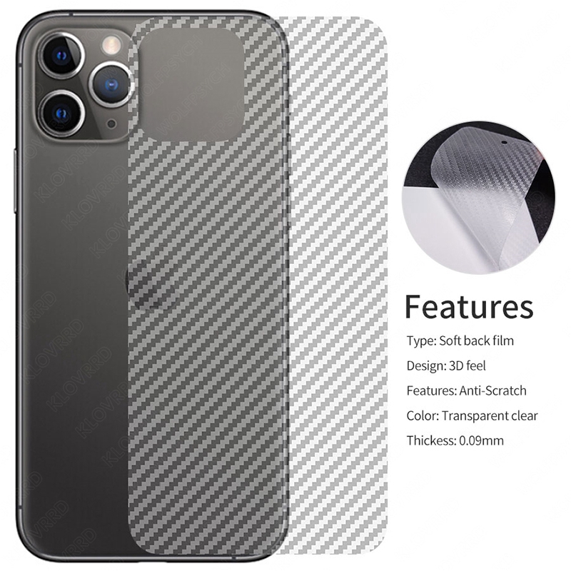 iPhone 11 Pro Max 3D Carbon Fiber Back Film Screen Protector iPhone 11 Pro XS Max XR 8 7 6 6S Plus Sticker Protector