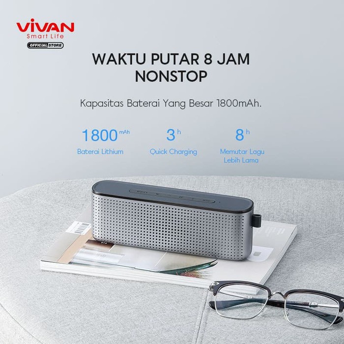 promo VIVAN Speaker Bluetooth VS10 V5.0 10W High Power Mega Bass Hi-Fi Waterproof IPX7 1800mAh by.minigo