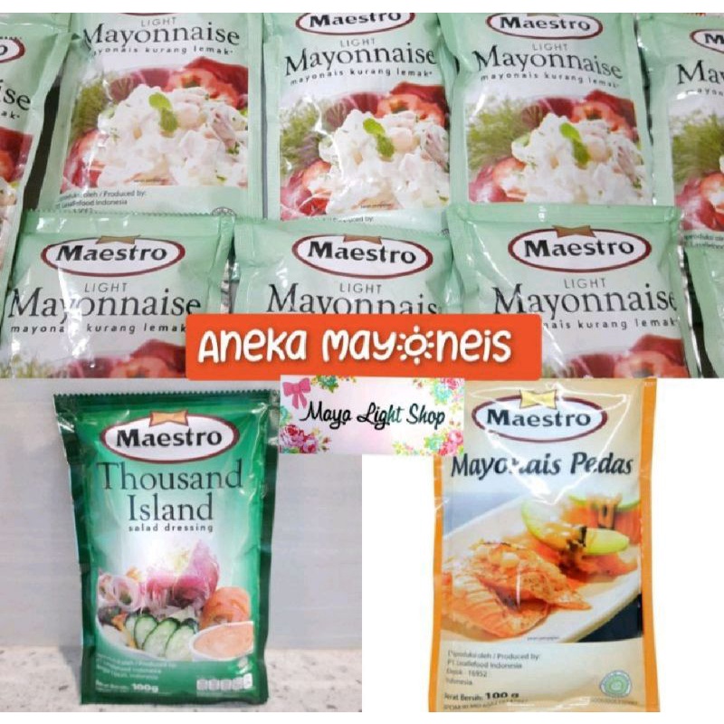 

Mayones maestro 100gr mayonnaise saus salad plain topping mentai sushi takoyaki salad enak topping kebab halal sale promo