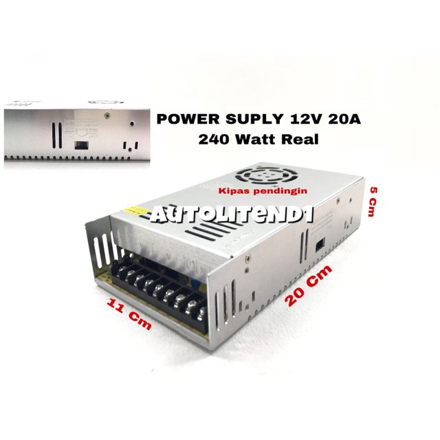 ADAPTOR PSU POWER SUPLY 12V 20A 240Watt REAL CAPACITY by ADN.in