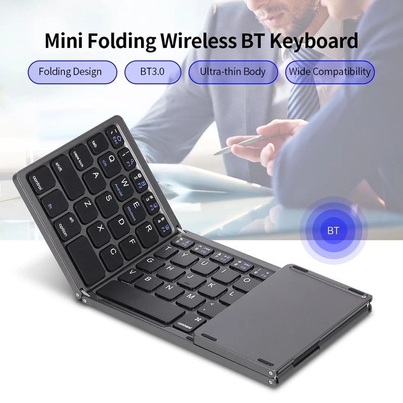 Keyboard Wireless Bluetooth Foldable Touchpad Portable Mini Folding Lipat 3 Universal