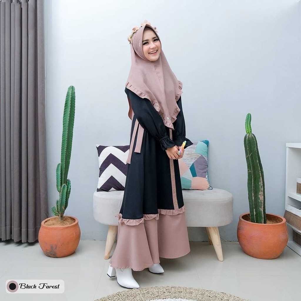 FMOS Talita Gamis Syari Varian Merah Bata Size S M L XL Fashion Muslim GamisTerbaru 2021-3