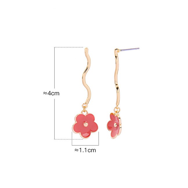 LRC Anting Tusuk Fashion Yellow Drop Glaze Flower Earrings F95571