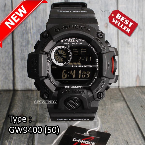 MODEL TERBARU ... G Shock GW-9400 Rangeman Army Full Black Hitam jam tangan digital pria & anak