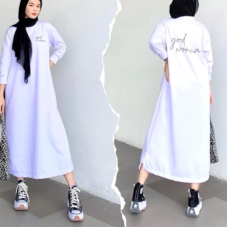 「BEBAS BIAYA KIRIM」 goodwoman midi dress - dress babyterry dress gamis sablon dress jumbo gamis over