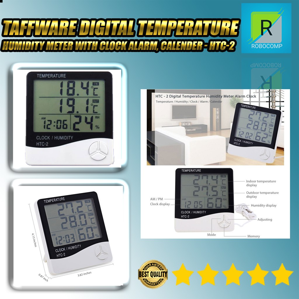 Digital Humidity Meter with Clock Alarm, Calender - HTC-2