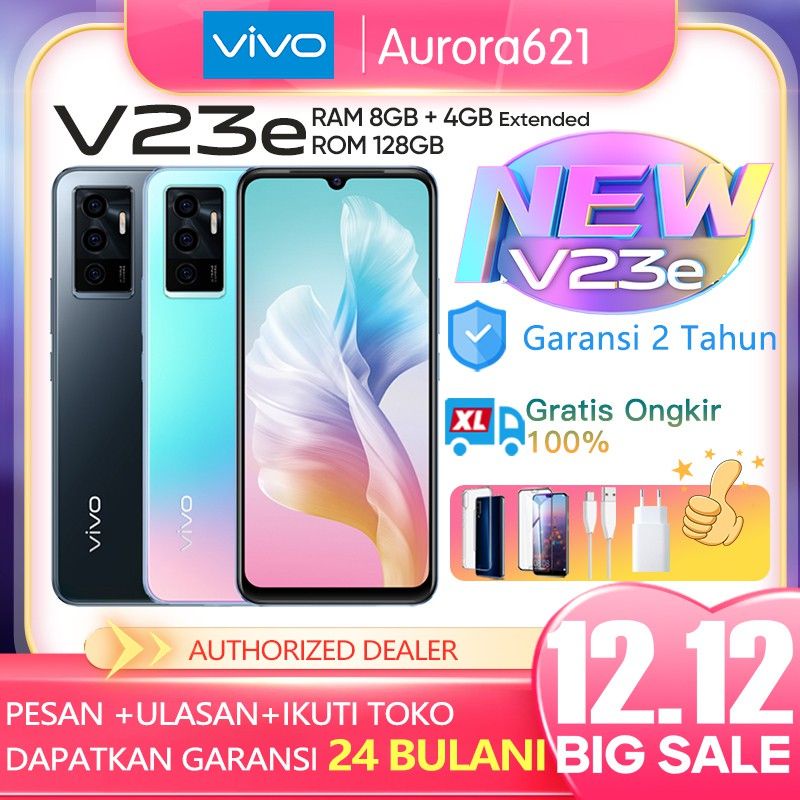 0VIVO V23e RAM 8GB+4GB Extended ROM 128GB Garansi Resmi Original Handphone vivo HP Vivo V21 4G